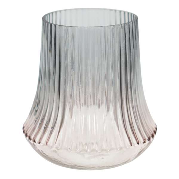 Laila Ali Grey Ombre Ribbed Glass Vase, 6"