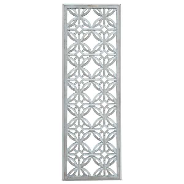 Ricardo Hand Carved Gray Wash Wooden Panel Wall Decor, 12x36