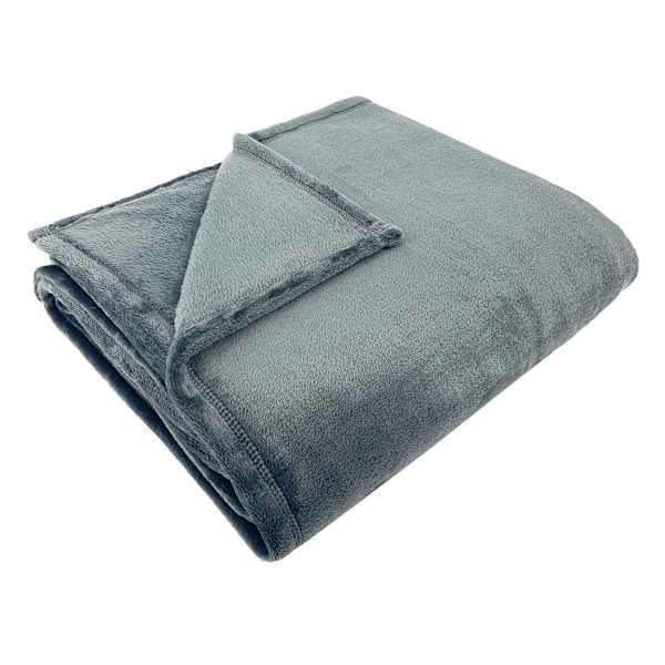 Dark Grey Plush Bed Blanket, Full/Queen