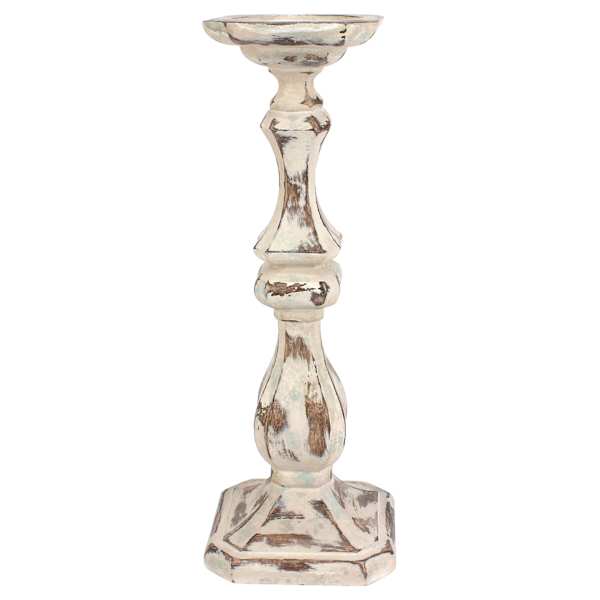Distressed Brown Pillar Candle Holder, 14"
