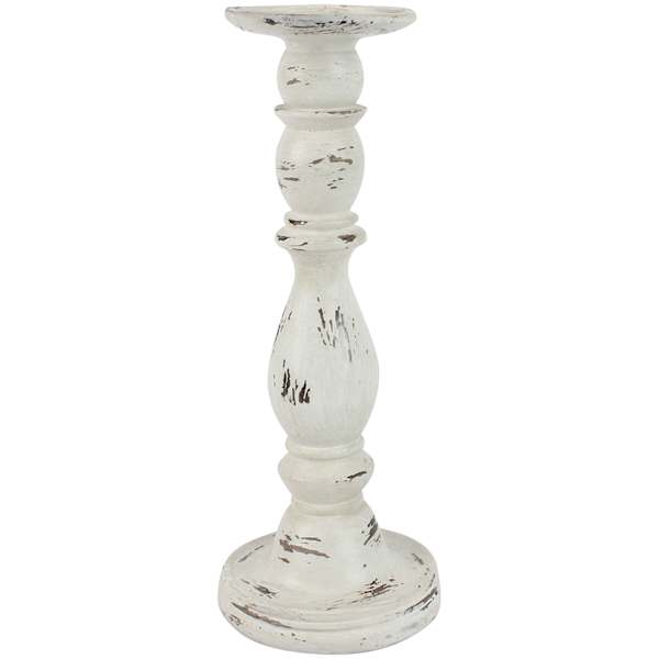 White Pillar Candle Holder, 12"