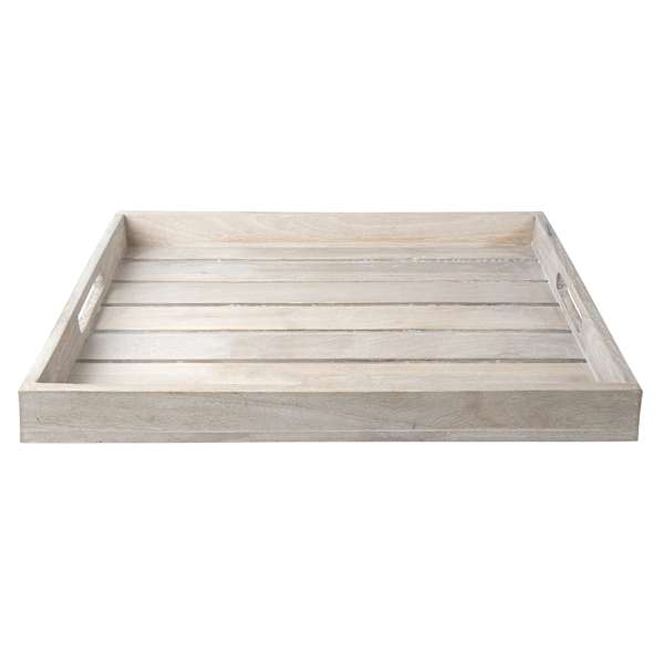 White Wooden Plank Decorative Tray