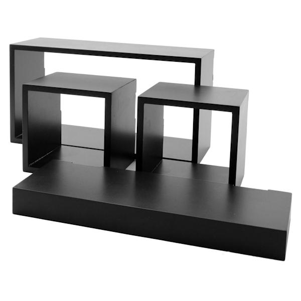 4-Piece Black Wall Shelf Cube Set