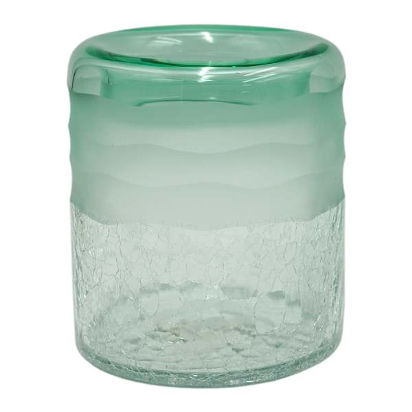Ty Pennington Green Carved Recycled Glass Vase, 6"