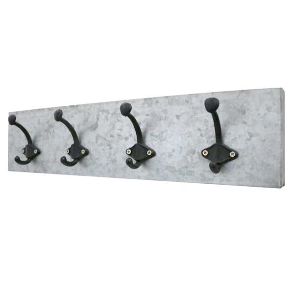 4 Hooks Metal Galvanized Wall Hook 20x5