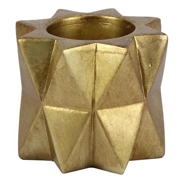 Gold Geometric Star Tealight Candle Holder, 3"