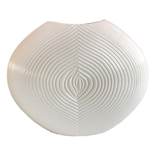 Tracey Boyd White Carved Round Vase, 9"