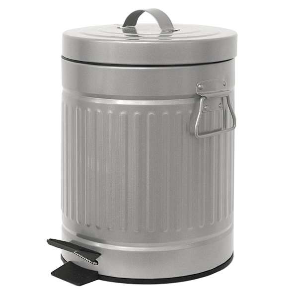 Retro Silver Step Trash Can, 5l