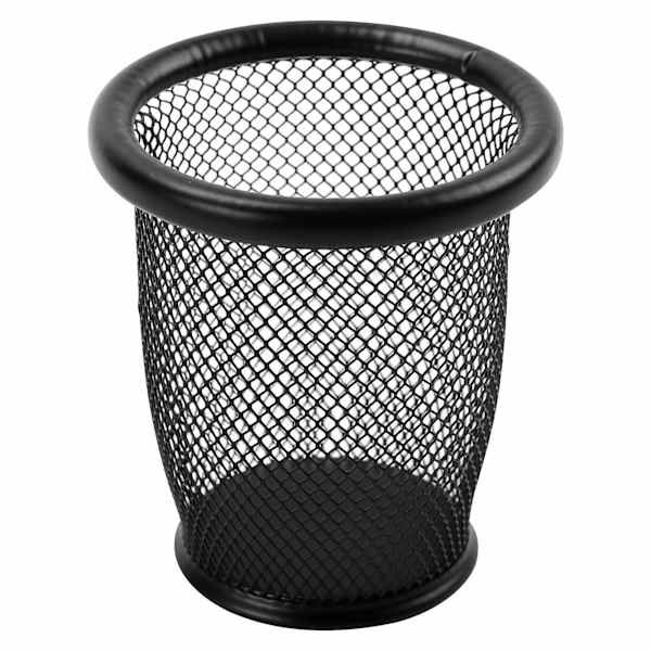 Black Metal Mesh Round Pencil Cup Holder