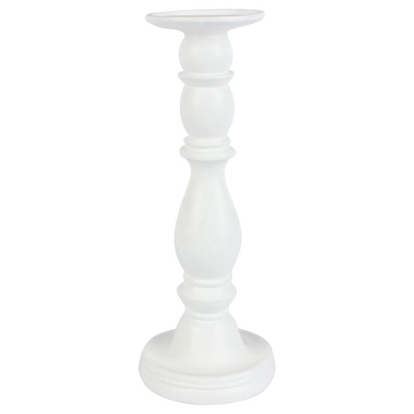 White Pillar Candle Holder, 12"