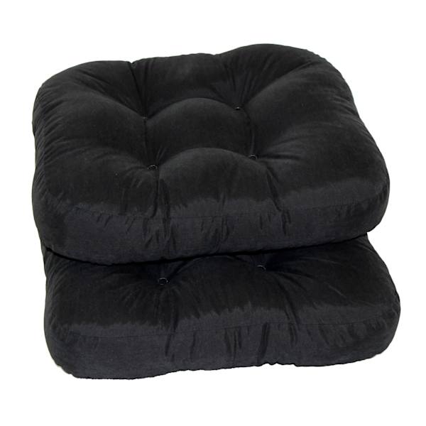 2-Pack Black Microsuede Dining Chair Pads