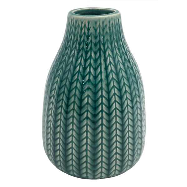 Dark Green Ceramic Vase, 5"