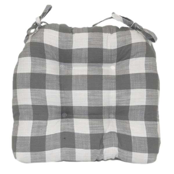 Grey Cotton Buffalo Check Dining Chair Cushion
