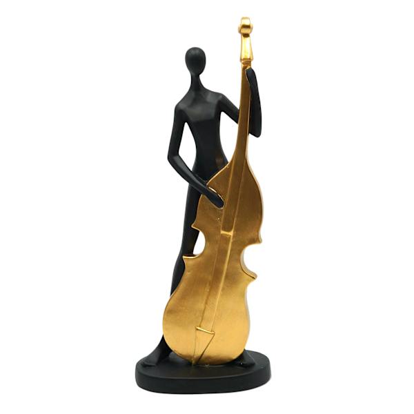 Matte Black & Gold Cello Player, 14.5"