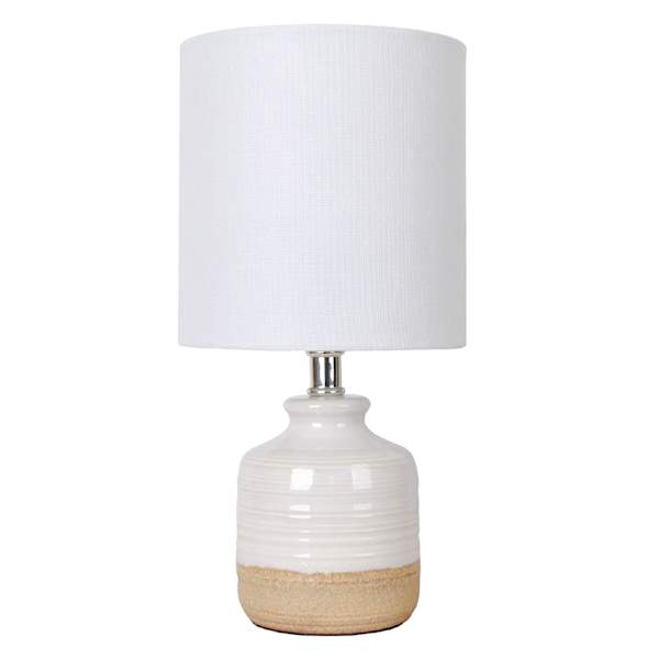 Honeybloom White Tan Ceramic Mini Accent Lamp with Shade 12