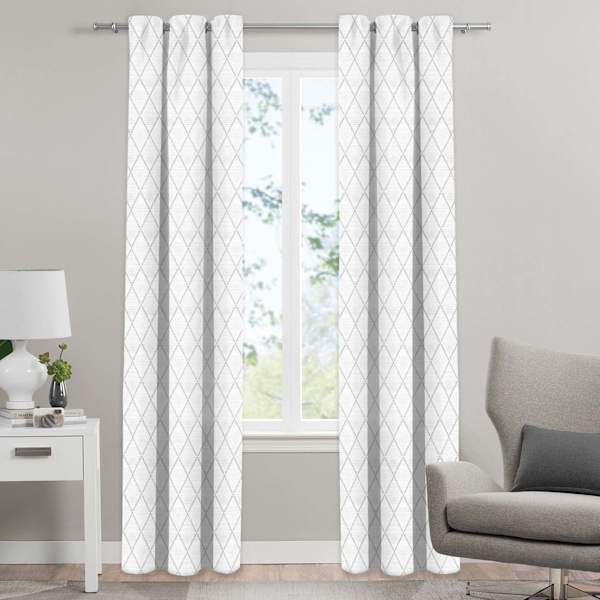 White Diamond Light Filtering Curtain Panel, 84"