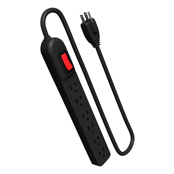 6-Outlet Black Powermax Power Strip