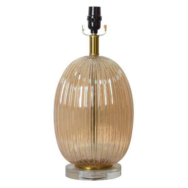 Grace Mitchell Ribbed Amber Glass Table Lamp, 17.5"