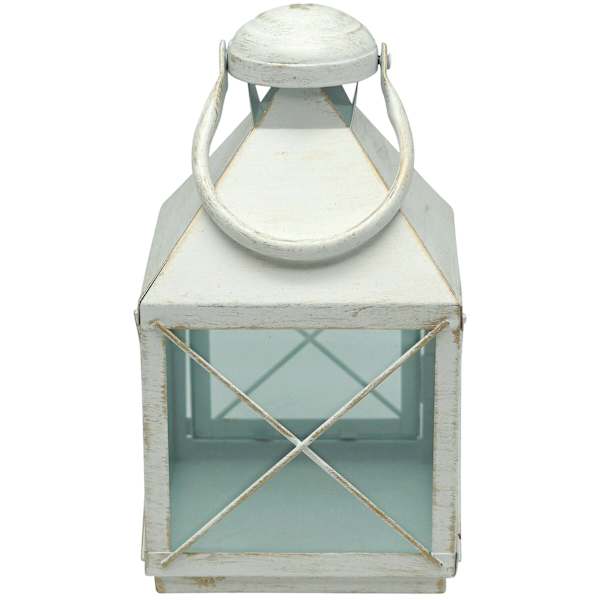 White Metal Lantern, 11"