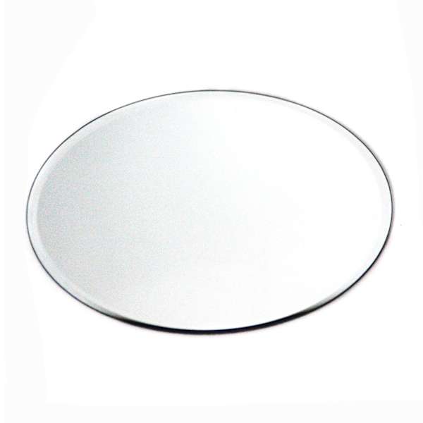 Glass Round Beveled Edge Mirror Candle Plate, 12"