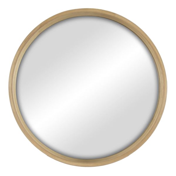 Natural Wood Round Wall Mirror, 18"