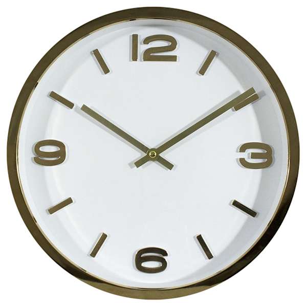 Gold & White Round Wall Clock, 12"