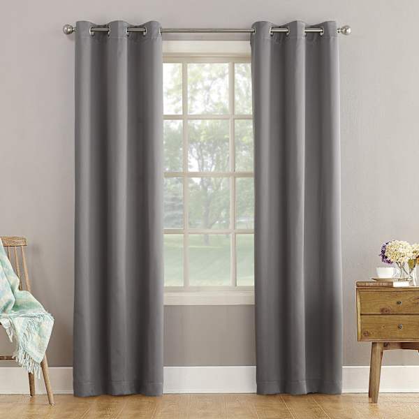 Talita Grey Room Darkening Grommet Curtain Panel, 84"
