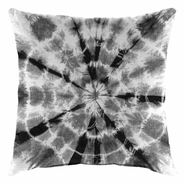 Shibori Black Outdoor Throw Pillow, 16"