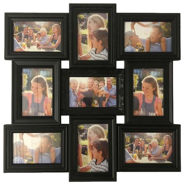 9-Opening Black Collage Picture Frame, 21"