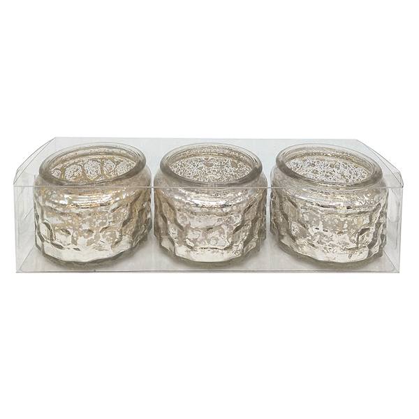 Set of 3 Mercury Glass Votive Candle Holders