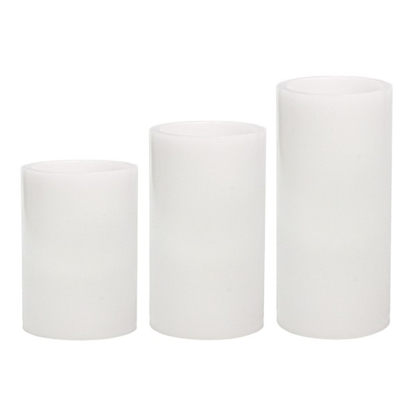 3-Pack White LED Flameless Pillar Candles