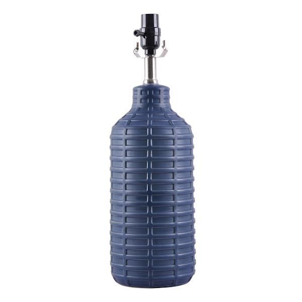 Blue Grid Ceramic Table Lamp Base, 19"