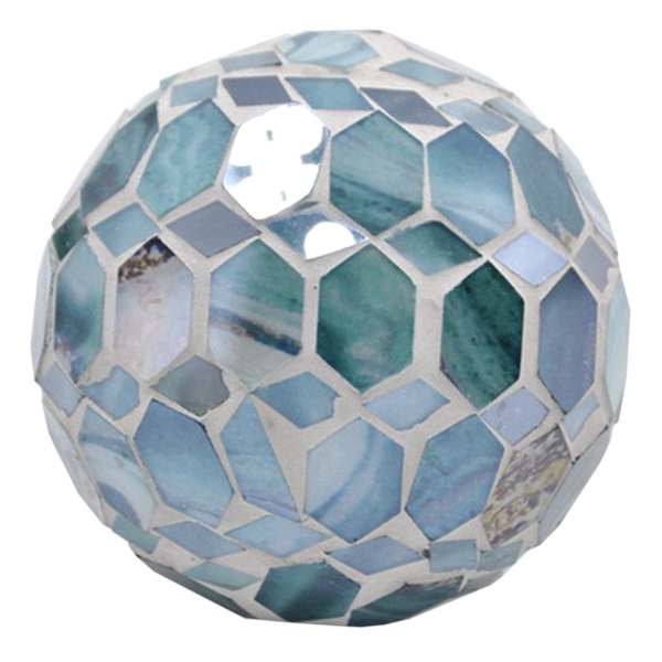 Turquoise Mosaic Glass Ball, 4"