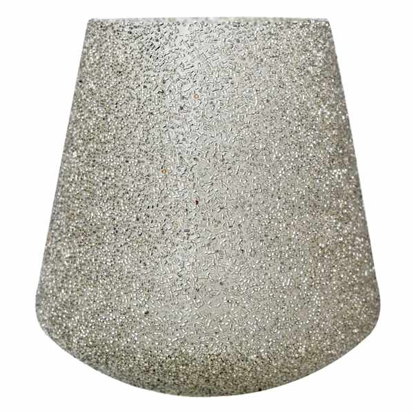Laila Ali Silver Sequin & Glittered Glass Hurricane, 8"