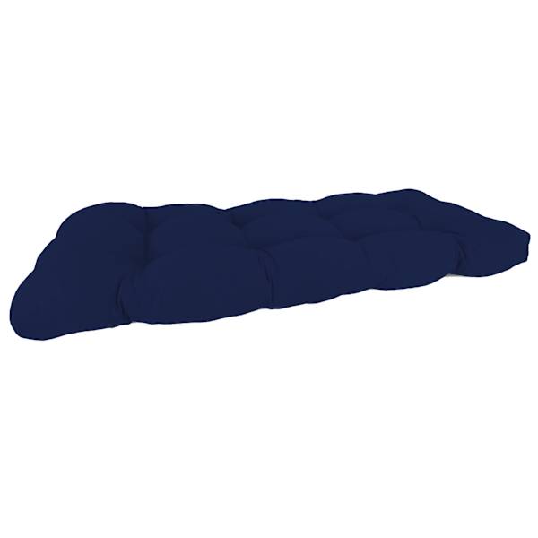 Navy Blue Canvas Outdoor Wicker Settee Cushion