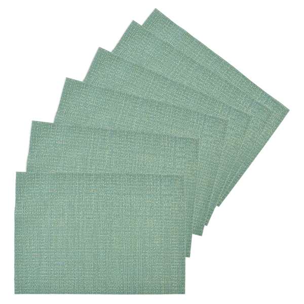 Set of 6 Meridiem Ocean Mist Woven Vinyl Placemats, 18x13