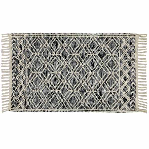 Grey Geo Woven Cotton Jacquard Accent Rug, 27x45