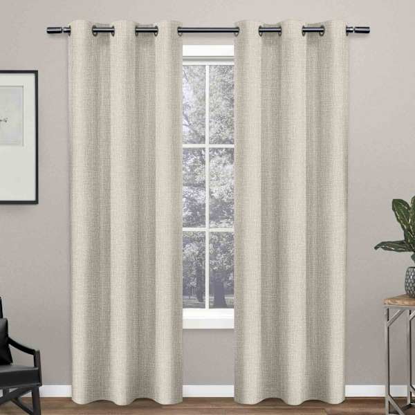 Crossweave Linen Light Filtering Grommet Curtain Panel, 96"