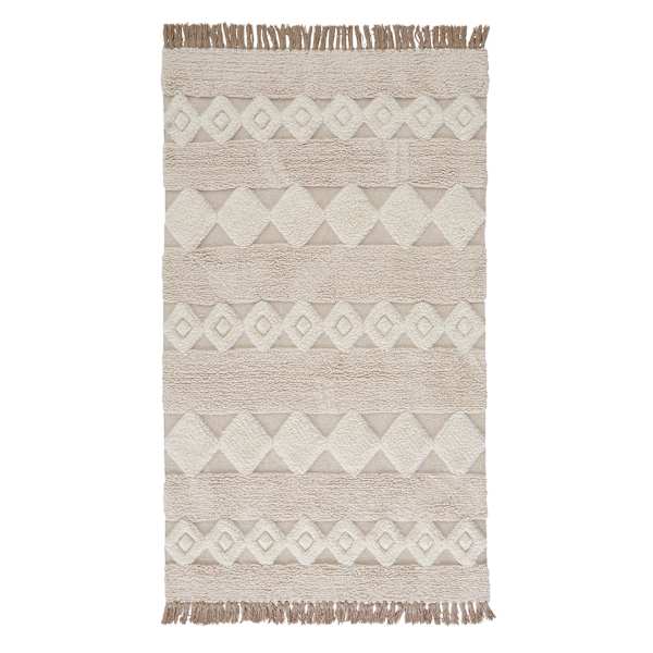 (B690) St. Marco Ivory Flatweave Diamond Design Area Rug, 5x7