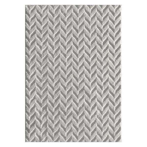 (D460) Salazar Herringbone Grey Tufted Area Rug With Non-Slip Back, 8x10