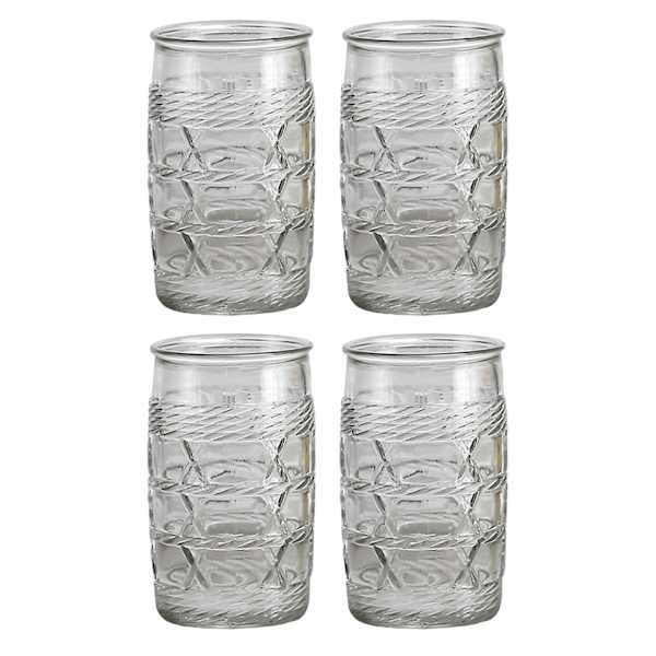Set of 4 Willow Textured Glass Coolers, 6.5"