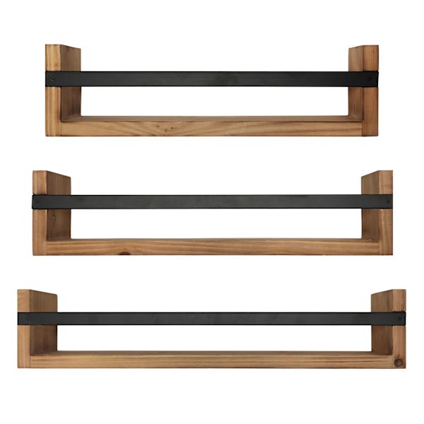 Honeybloom 3-Piece Wood & Metal Wall Shelves Set