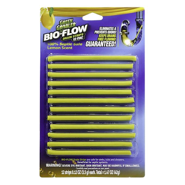 12-Count Green Gobbler Bio-Flow Drain Cleaner & Deodorizer Sticks, Lemon Scent