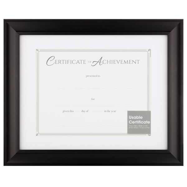 11x14 Matted to 8.5x11 Black Linear Frame With White Mat Document Frame