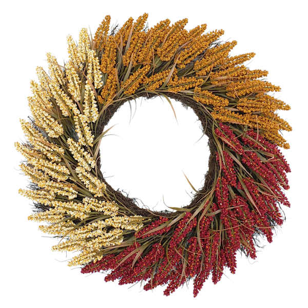 Orange, Yellow & Red Heather Wreath, 28"