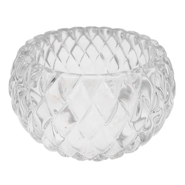 Embossed Clear Glass Tealight Candle Holder, 3"