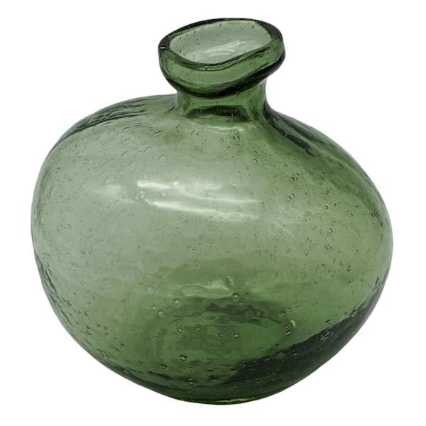 Green Glass Vase, 7"