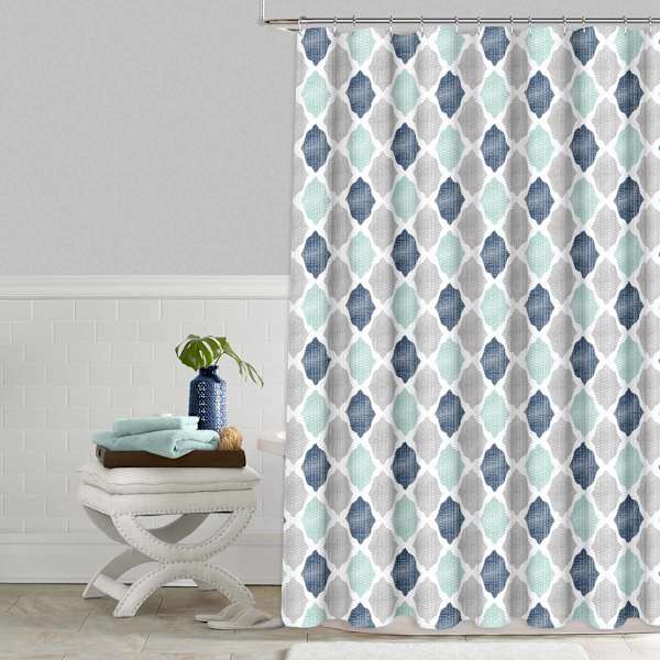 Blue Tile Toss Shower Curtain, 72"