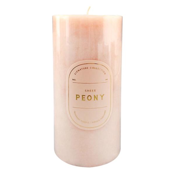 Sheer Peony Scented Pillar Candle, 3x6