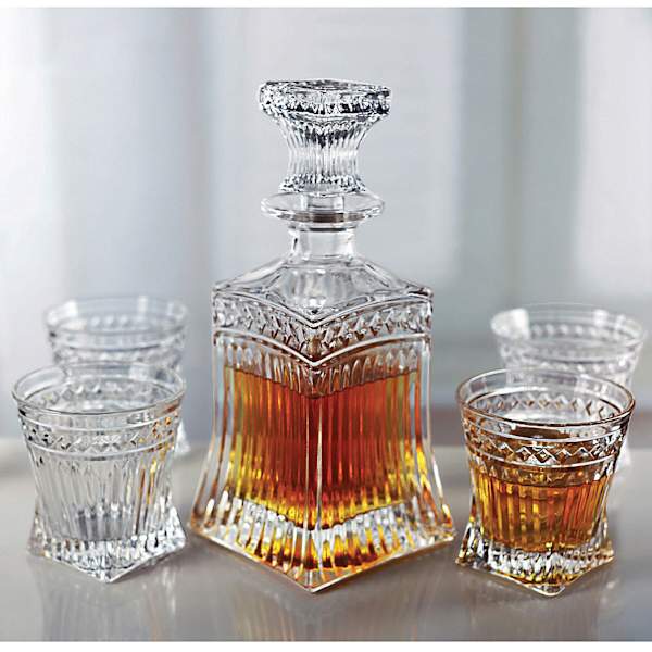 5-Piece Ribbed Glass Decanter Set